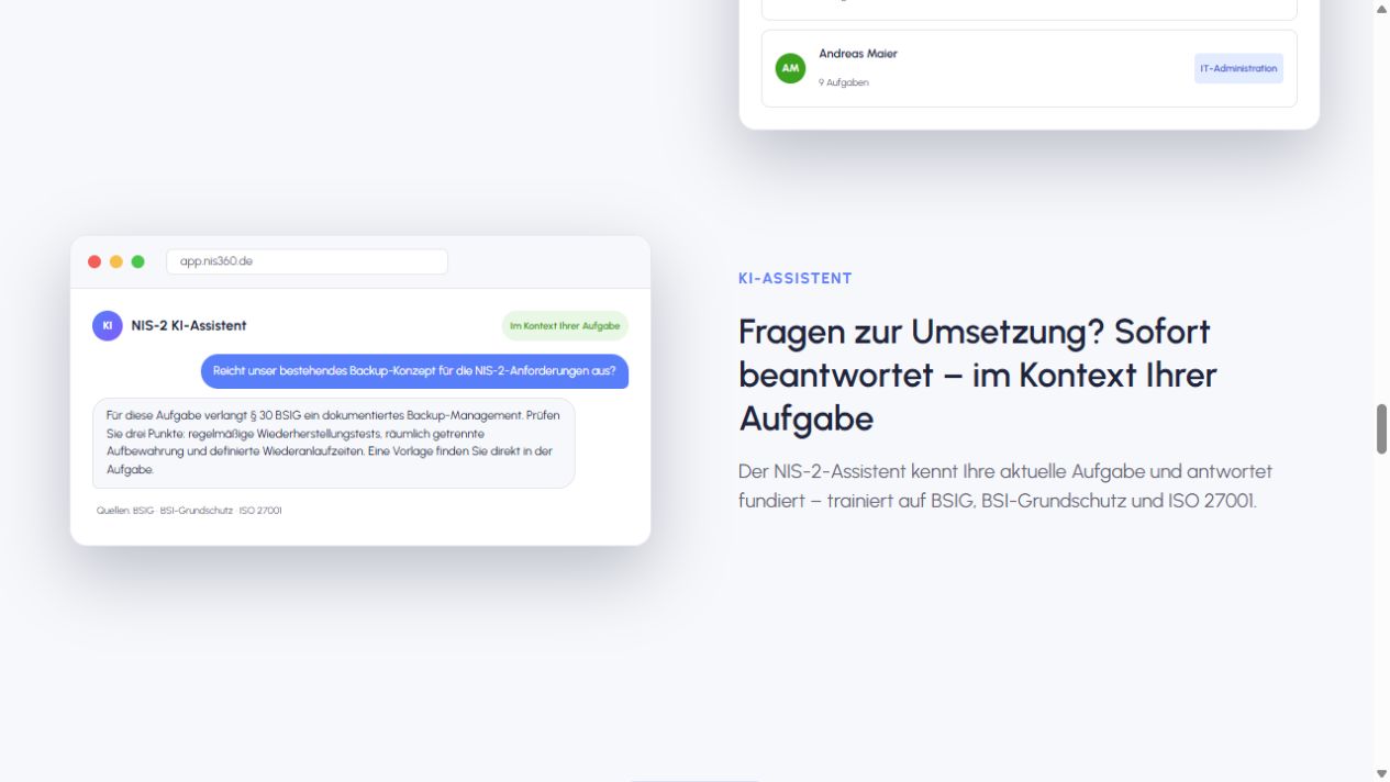 Aktuelle NIS360-Ansicht: KI-Assistent