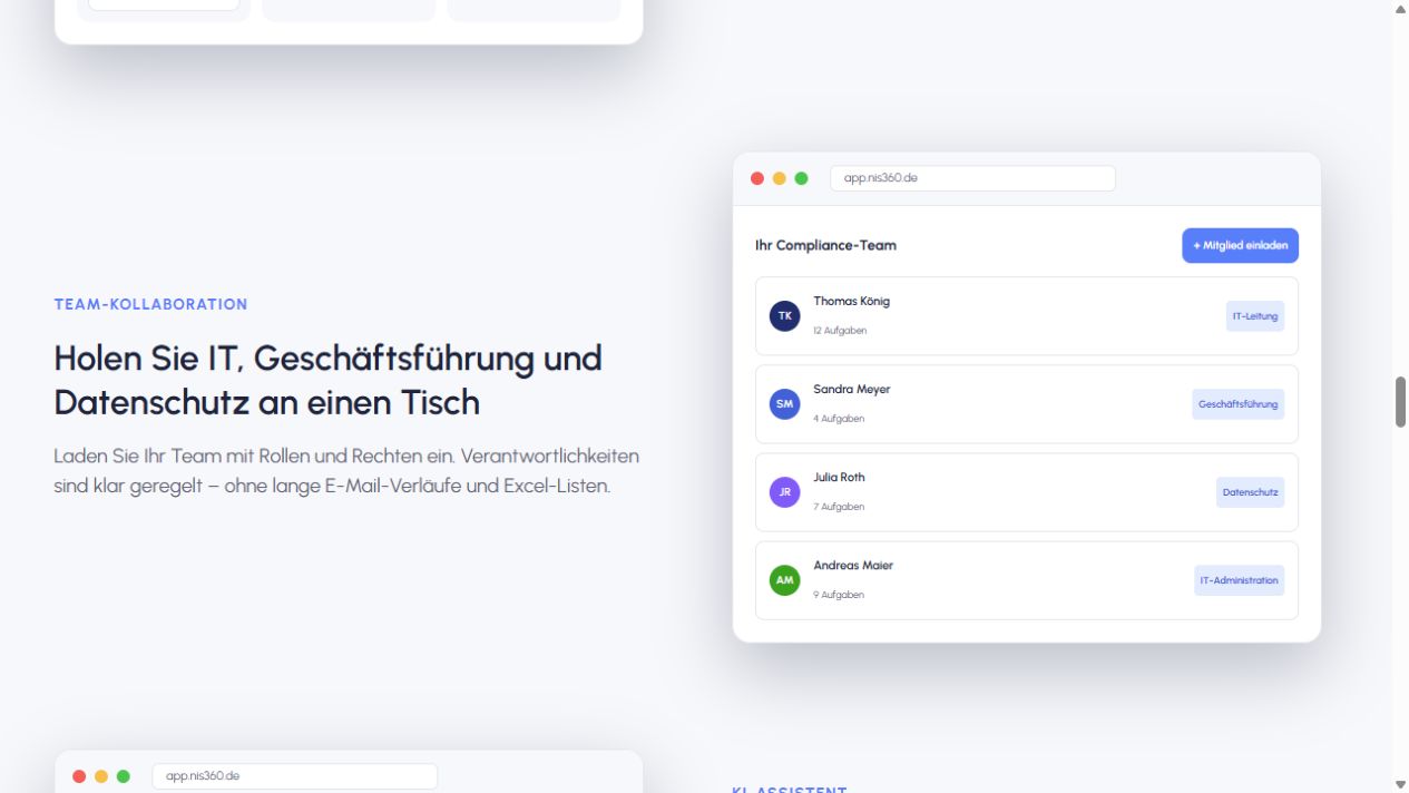 Aktuelle NIS360-Ansicht: Team-Kollaboration